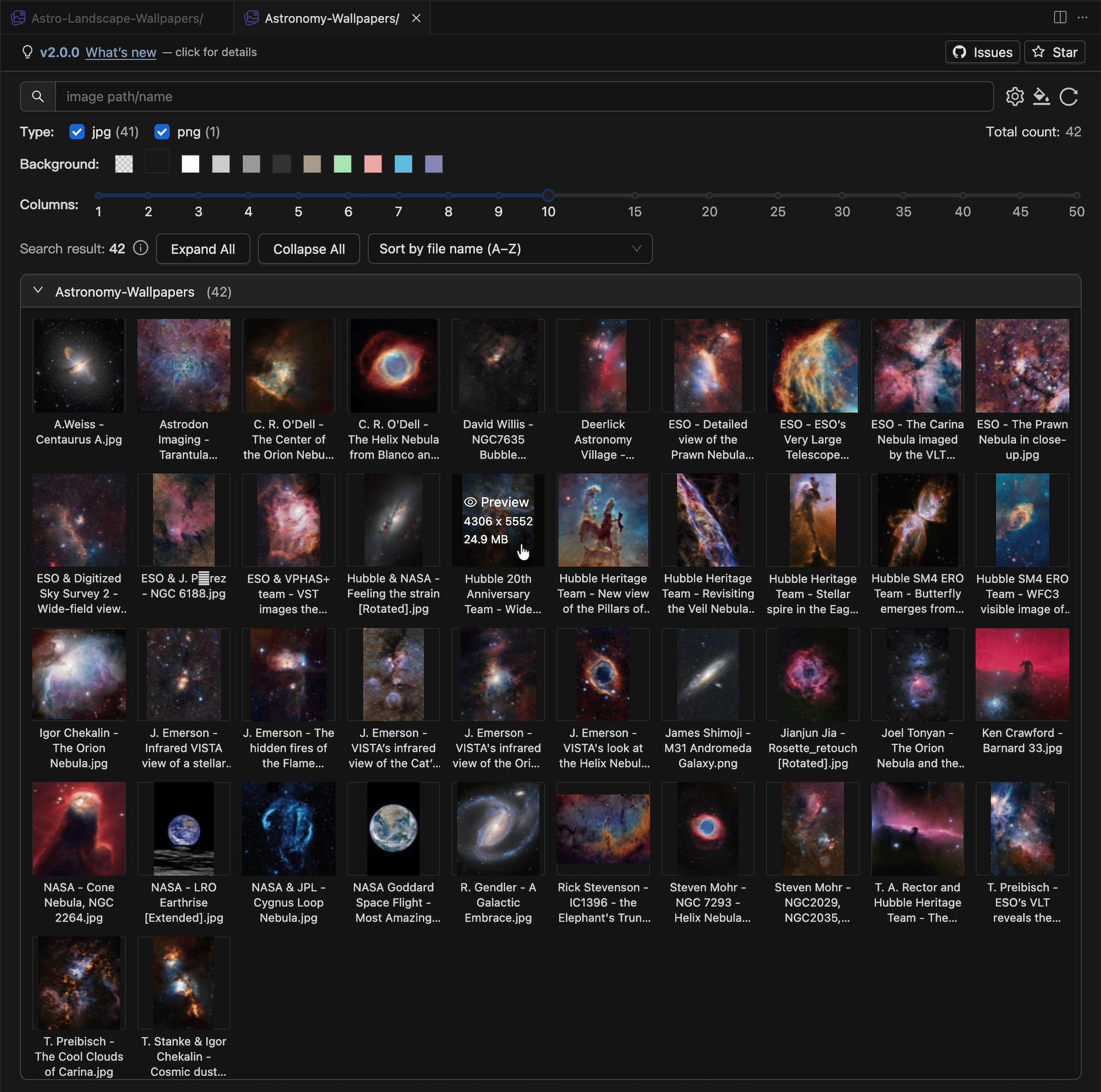 Image Viewer main panel — folder group preview in dark theme