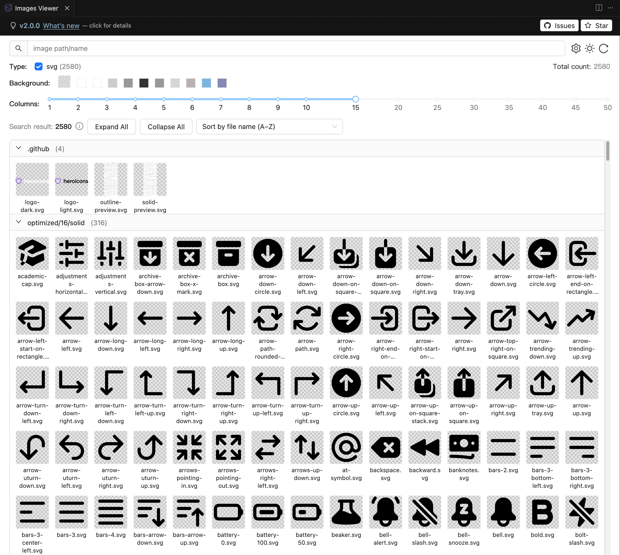 Image Viewer main panel — SVG with transparent background in light theme